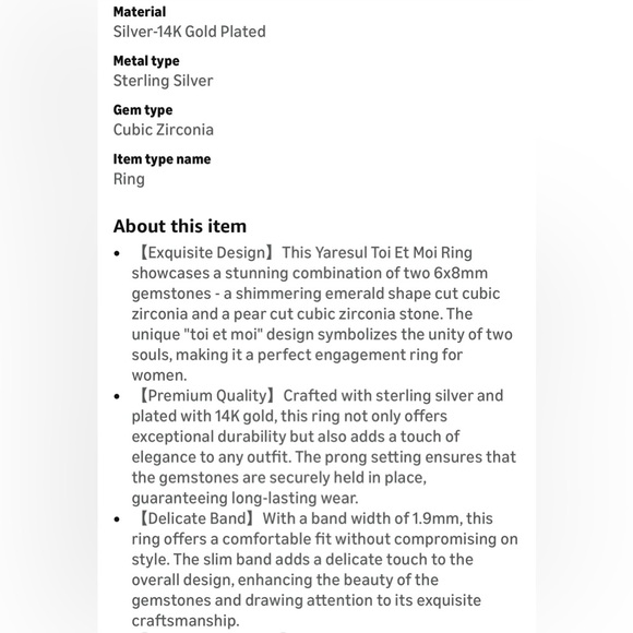 Gold Two-Stone Cubic Zirconia Open Ring - Women's Jewelry - Picture 5 of 5